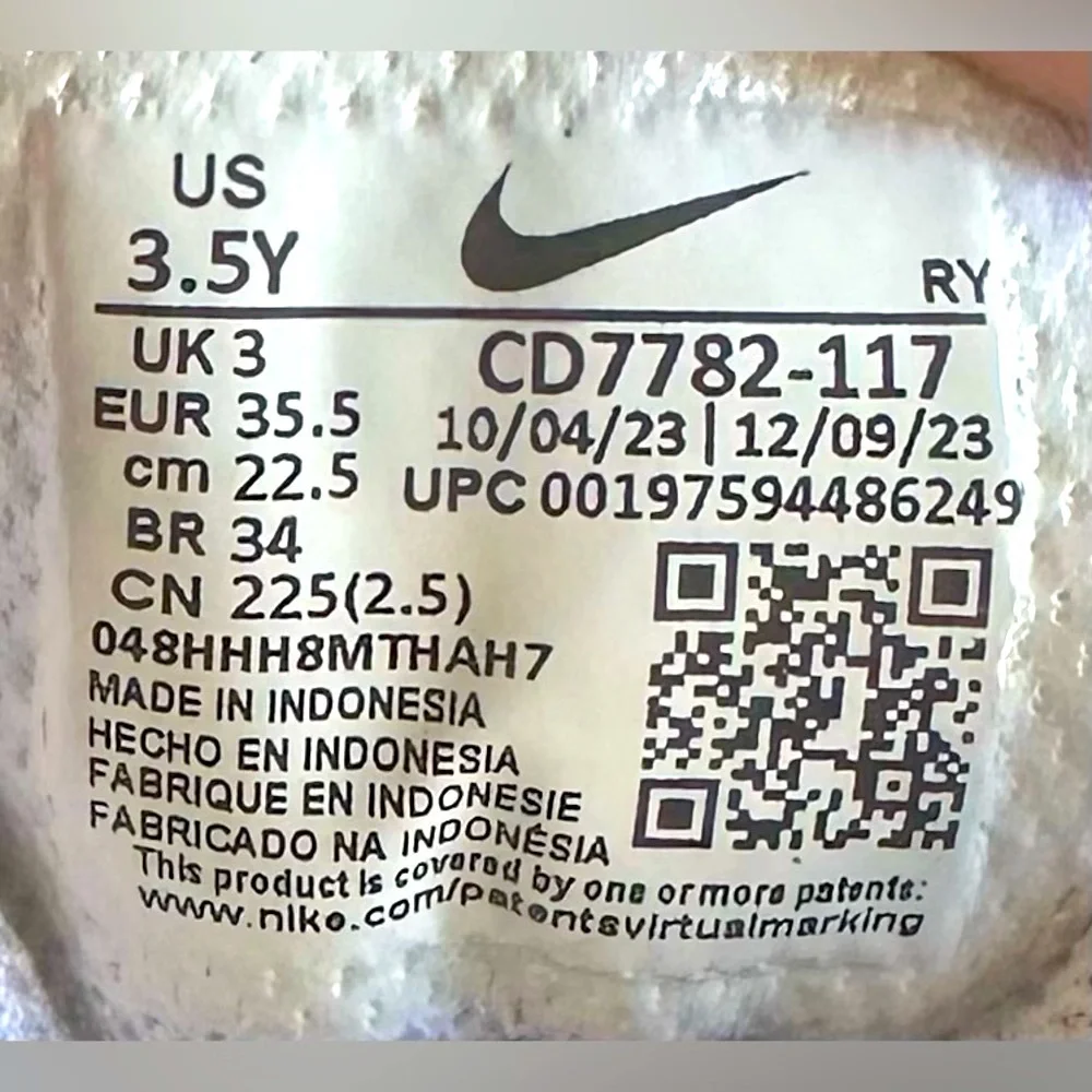 Nike Court Borough Mid 2 GS CD7782-117 Sneaker Kids 3.5 Y White Leather Shoes